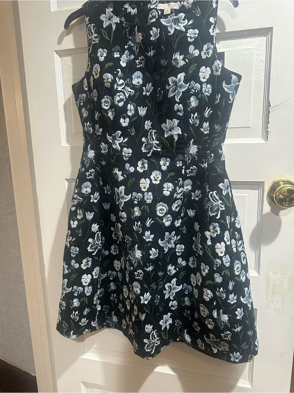 eva mendes for New York & Company Black Floral Midi Dress